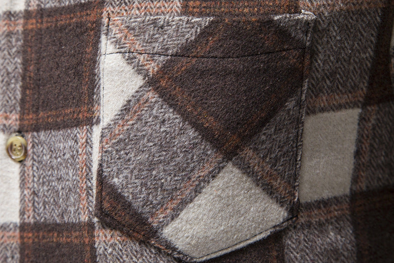 Thick Warm Woolen  Flannel Casual Shirt men