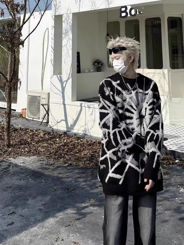 American High Street Spider Jacquard Crew Neck Sweater