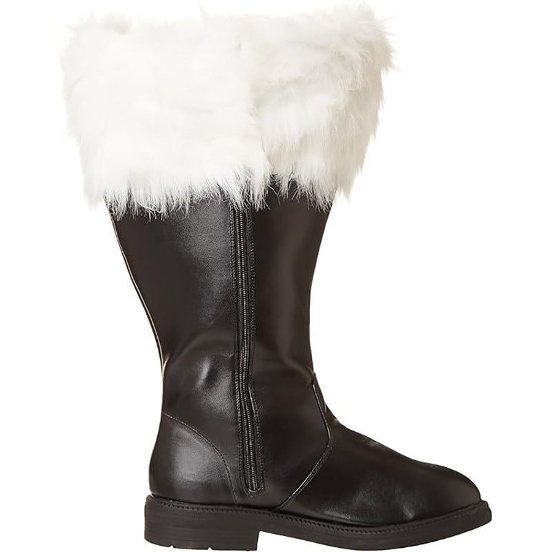 Christmas Old Man Boots White Plush Halloween boots