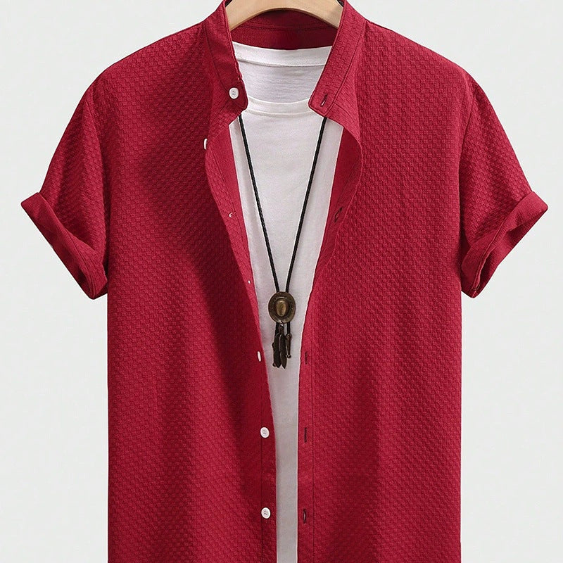Summer Men's Breathable Casual Stand Collar Shirt