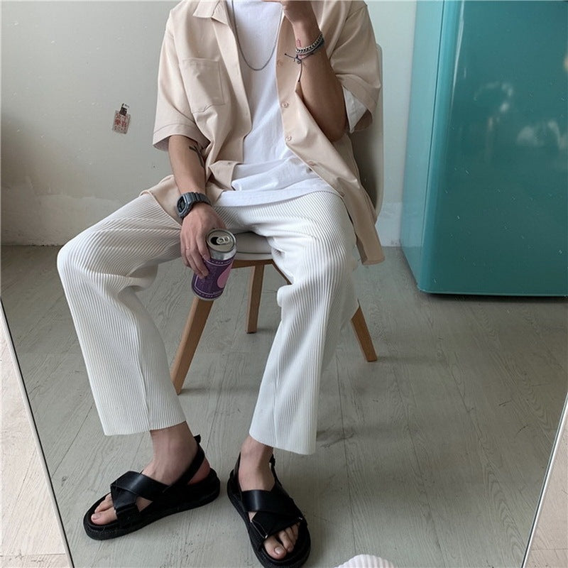 Mens Loose Pleated Comfort Pants