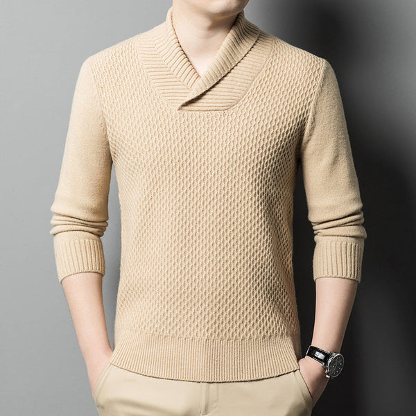 Men's Jacquard Knitted Thickened Warm Coarse Yarn Bottoming Sweater