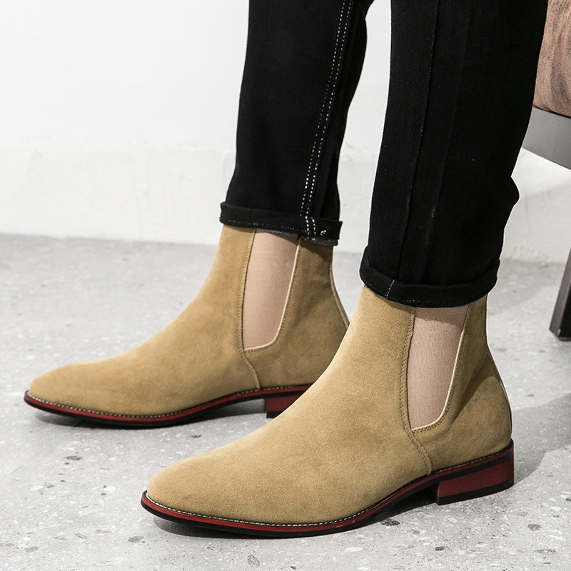 Suede Chelsea Men's British Casual High Top Ankle Boots