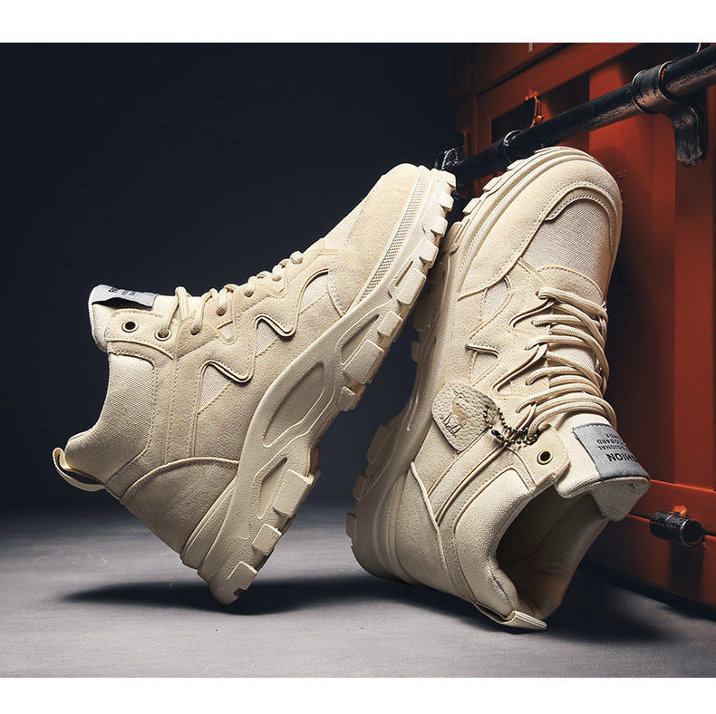 Fall Winter Men High Top Boots Thick Bottom Retro
