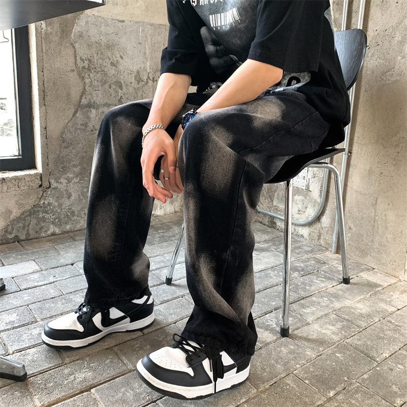 High Street Tie-dye Hip-hop Straight Jeans For Men And Women