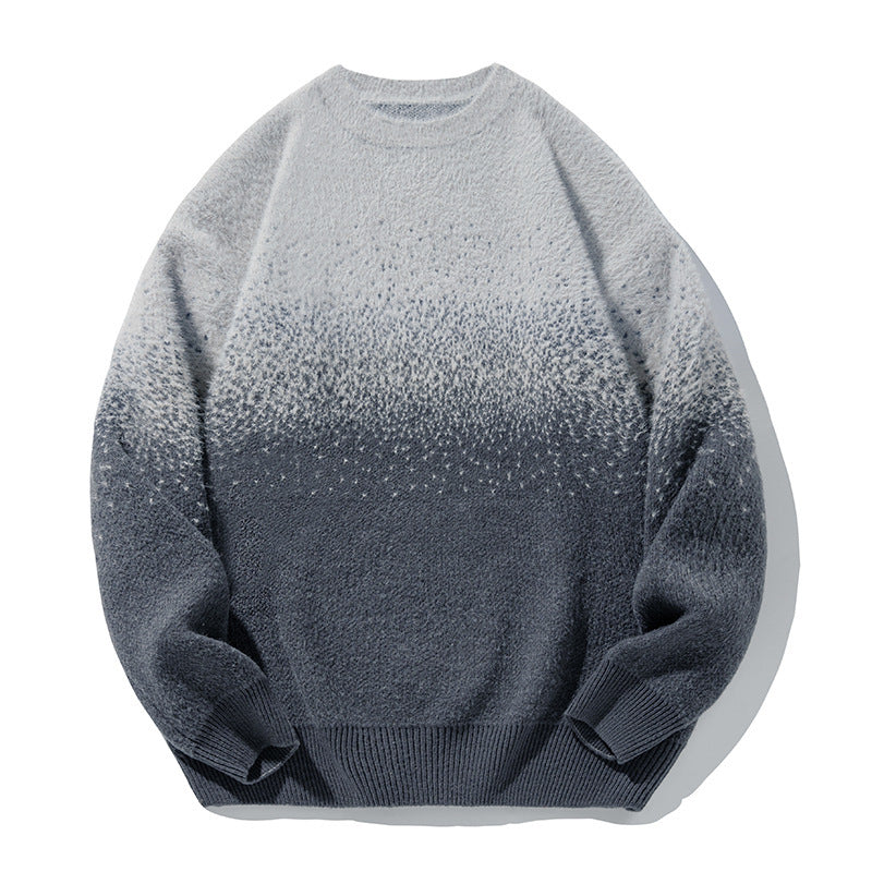 Mink Plush Gradient Design Sweater Thermal Head Cover Knitwear