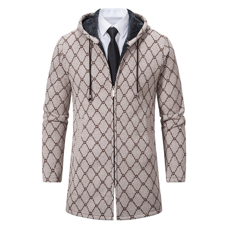 Men's Mid-length Sweater Hooded Coat