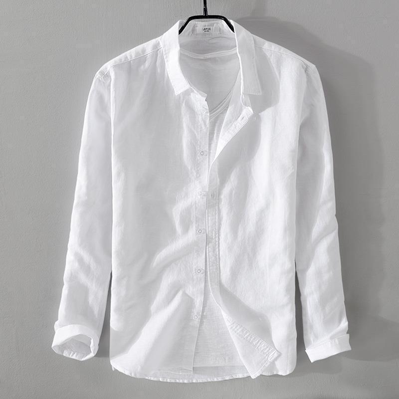 Men's Cotton And Linen Casual Long Sleeve Shirt