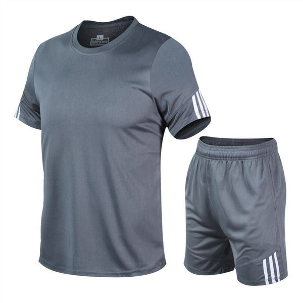 Men Sports Running Track Suit Gym Two Piece Quick Drying Clothes