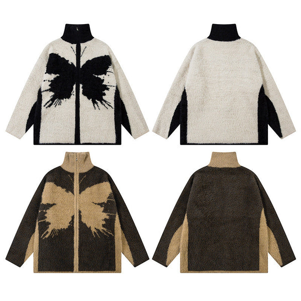 Casual Patchwork High Collar Loose All-match Sweater