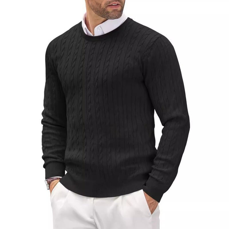 Round Neck Knitted Twisted Flower Slim Fit Sweater