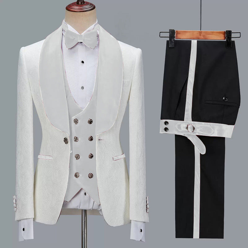 Men's Fashion Casual Jacquard Suit Three Piece Suit