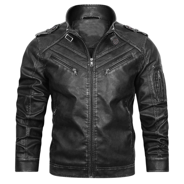 Men's Vintage Washed Faded Edge Stand Collar coat