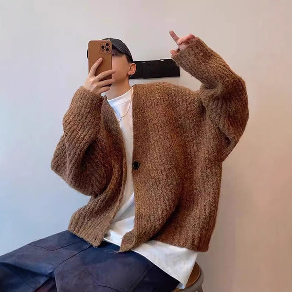Vintage Loose Knitted Cardigan Sweater Warm Coat