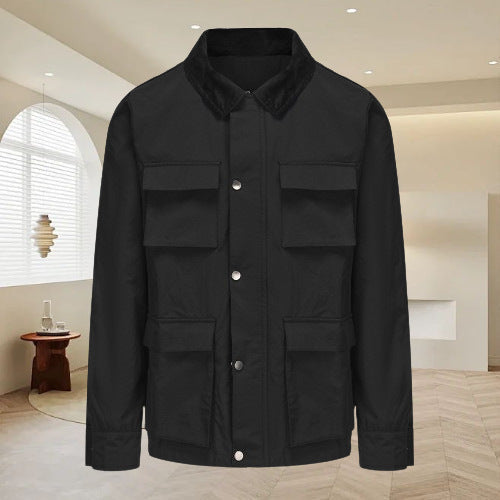 Solid Color Zipper Jacket Men