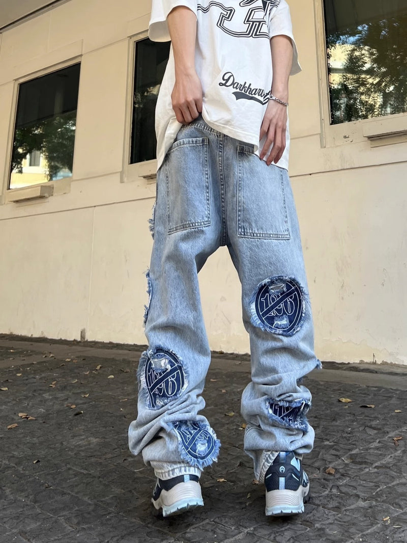 American Retro Washed Ripped Jeans For Men