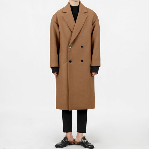 Loose Warm Woolen Trench Coat for men