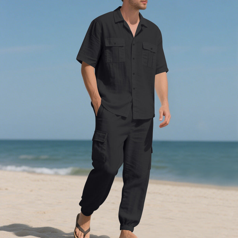 Workwear Casual Shirt Short Sleeve Trousers Suit
