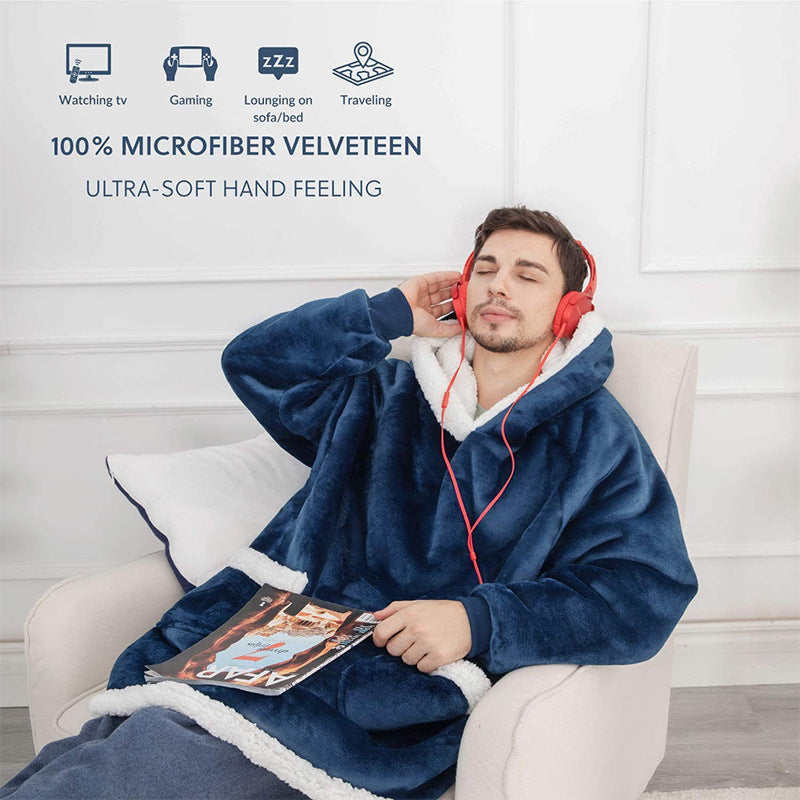 Winter Hoodie Blanket Winter Warm Home Clothes Women Men Oversized Pullover With Pockets
