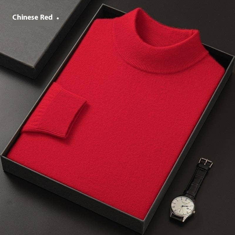 Men's Solid Color Casual Half Turtleneck Sweater