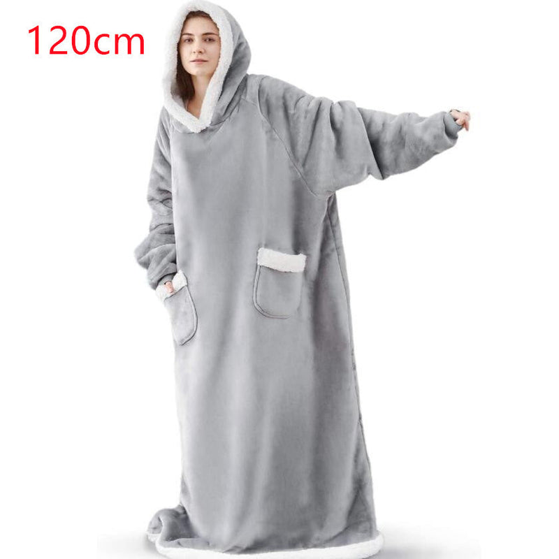 Winter Hoodie Blanket Winter Warm Home Clothes Women Men Oversized Pullover With Pockets
