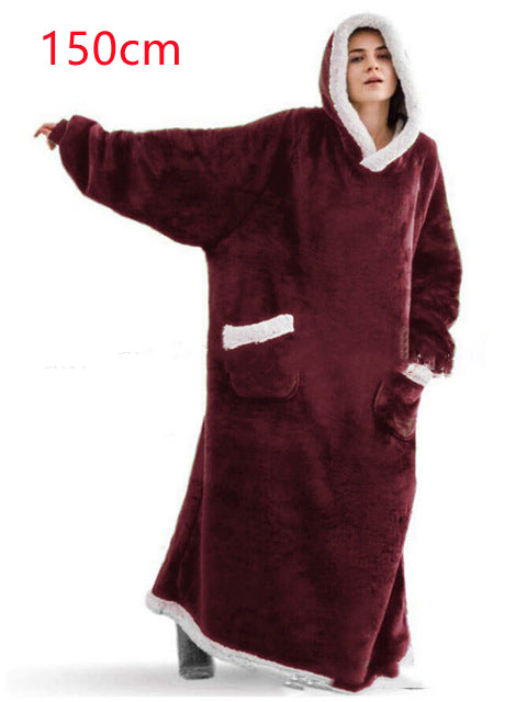 Winter Hoodie Blanket Winter Warm Home Clothes Women Men Oversized Pullover With Pockets