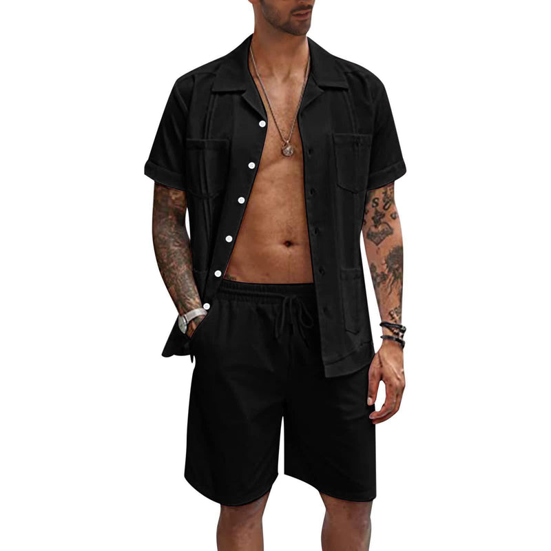 Linen Loose Casual Men's Shirt Summer Set