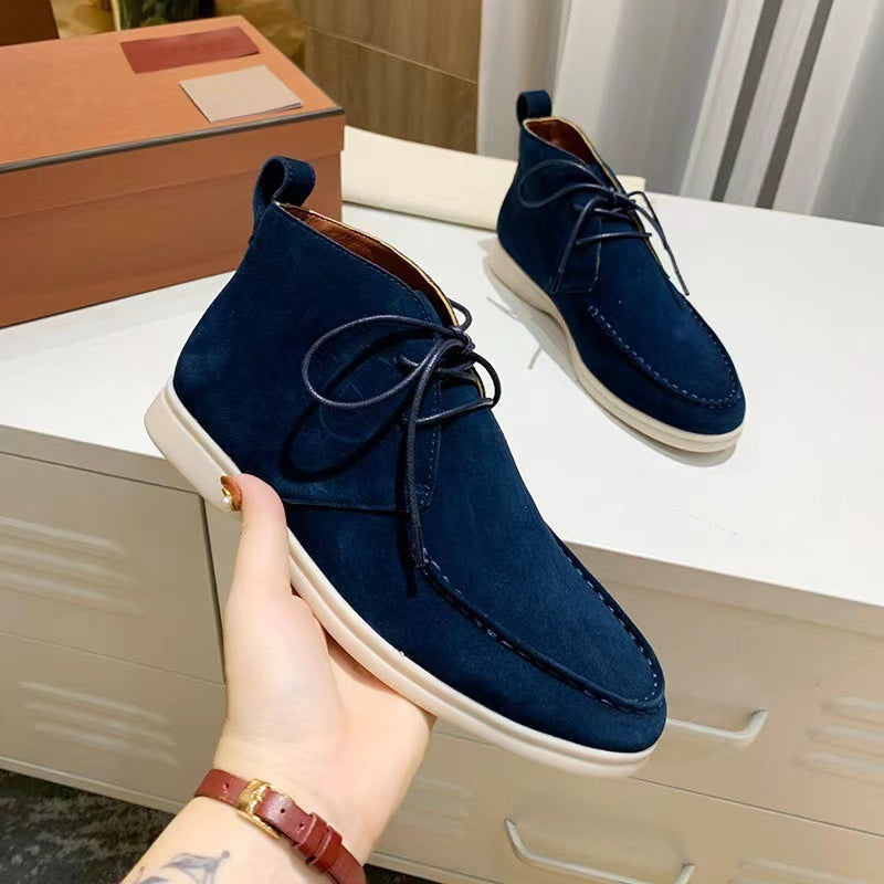 Men's Mid-top Flat Pumps Ankle Lace-up boots