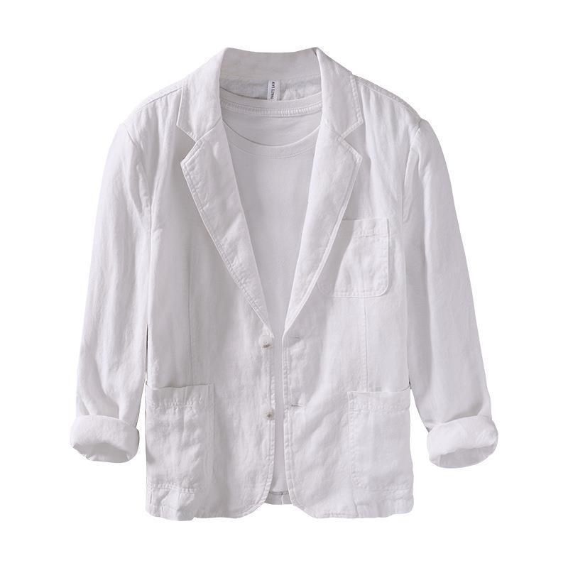 Retro Casual Loose Artistic Flat Linen Lapel Handsome Suit Jacket