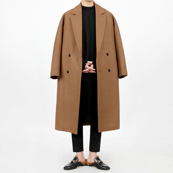 Loose Warm Woolen Trench Coat for men