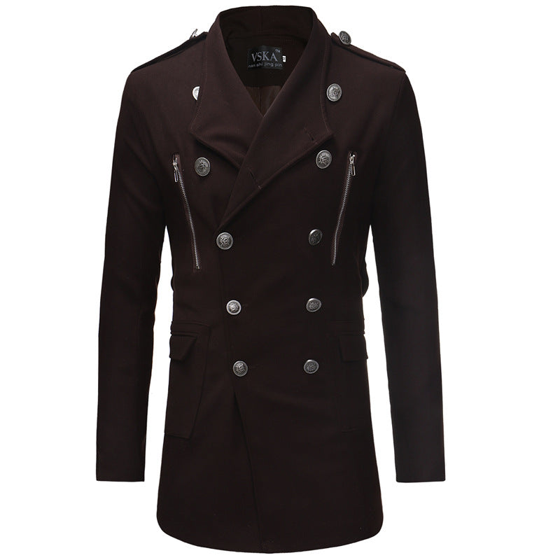 Men's Casual Slim-fit Mid-length Woolen Trench Coat