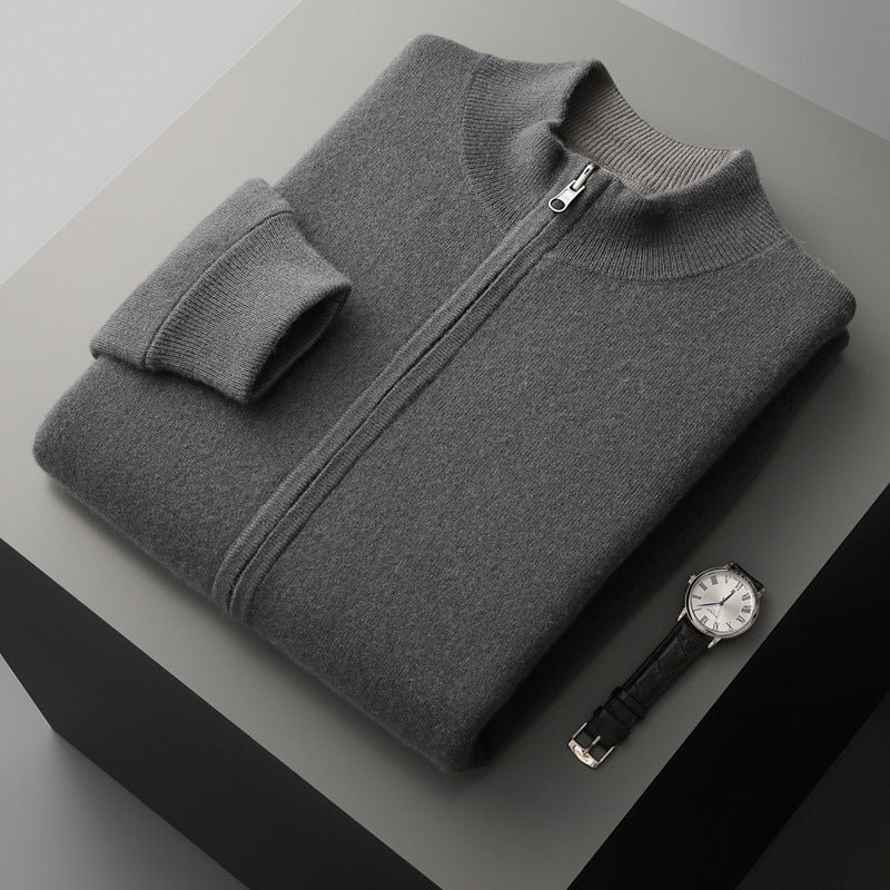 Autumn And Winter Double-sided Thickened Zipper Wool Cardigan coat