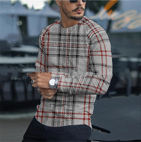 Men's Round Neck Striped Bottom Shirt