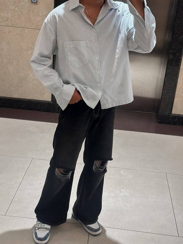 Men's Casual Striped Long-sleeved Shirt