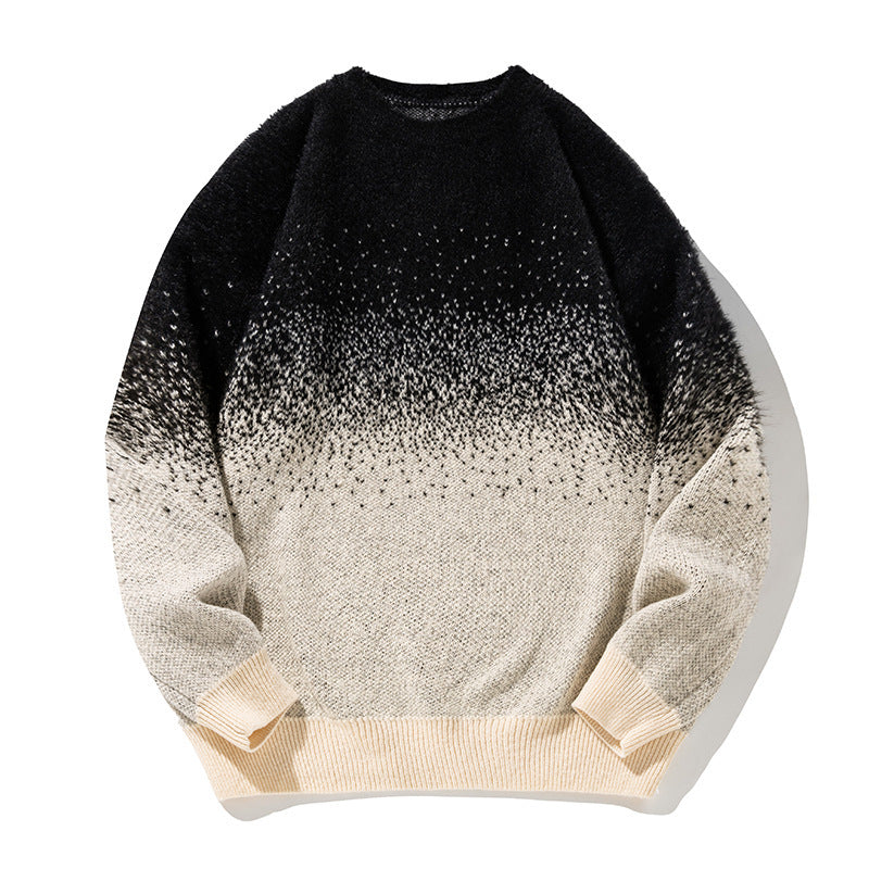 Mink Plush Gradient Design Sweater Thermal Head Cover Knitwear