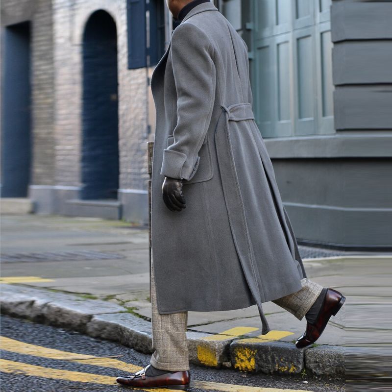 Men's Long Blue Trench Coat