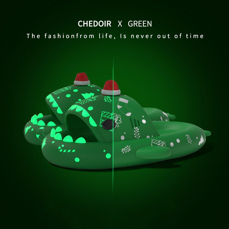 Halloween And Christmas Shoes Ins Luminous Shark Slippers Couple