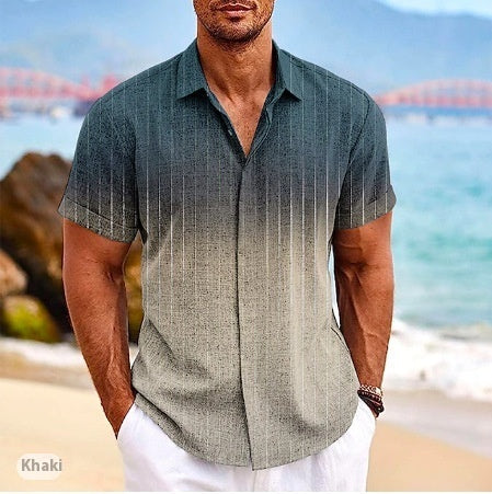 Gradient 3d Printed Short-sleeved Shirt