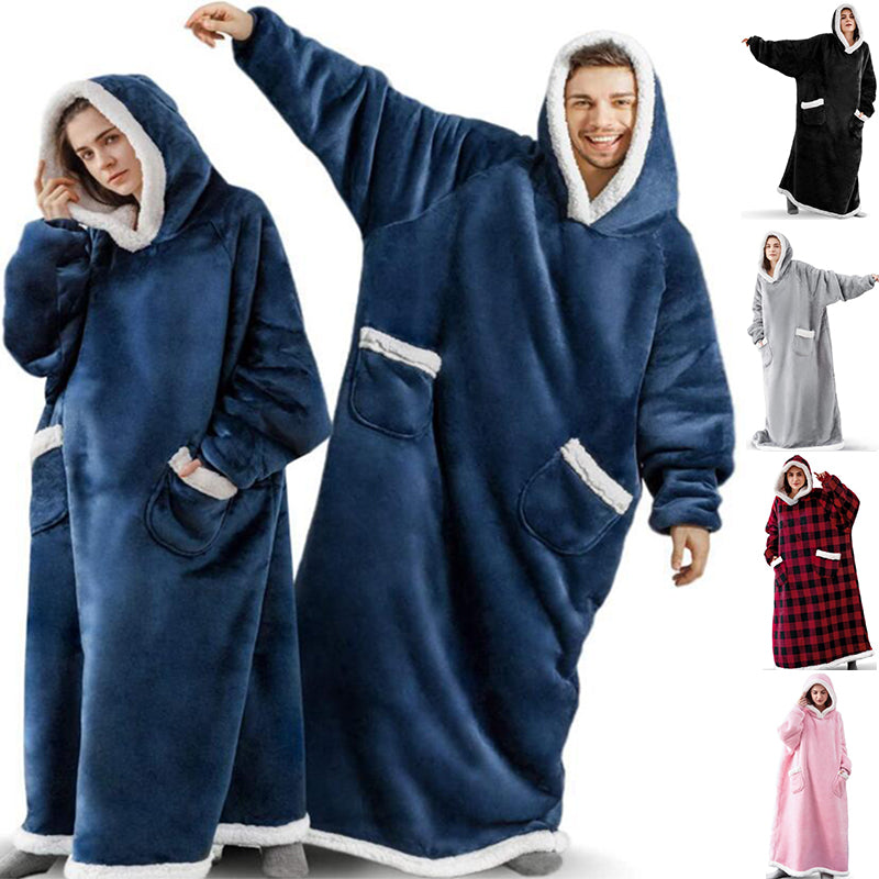 Winter Hoodie Blanket Winter Warm Home Clothes Women Men Oversized Pullover With Pockets