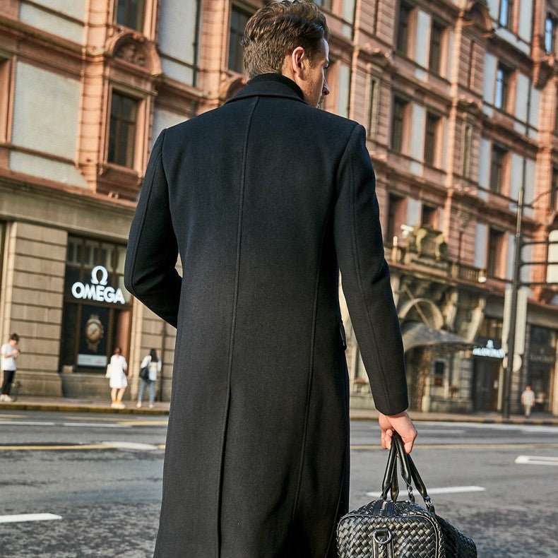 Men's Long Sleeve Woolen trench Coat