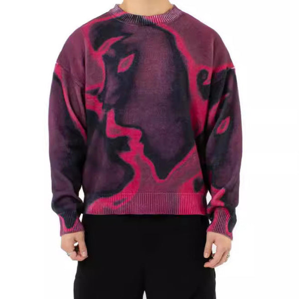 European And American Cartoon Retro Harajuku Print Knitwear