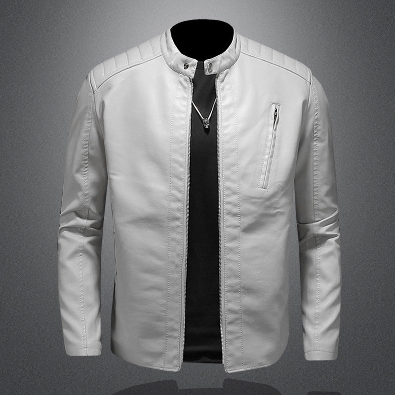 Leather jacket With Stand Collar