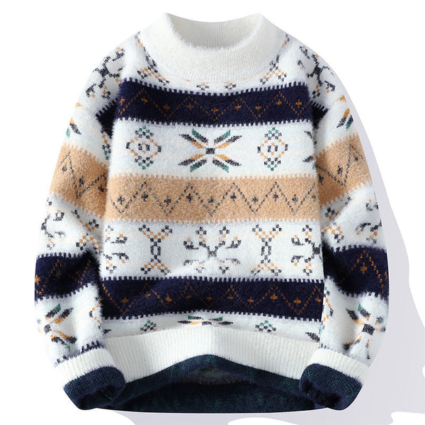 Mink Fur Thickened Half-high Collar Sweater