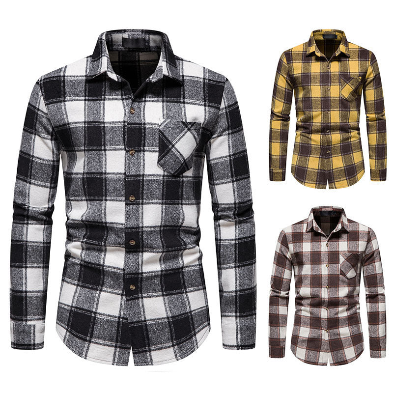 Thick Warm Woolen  Flannel Casual Shirt men