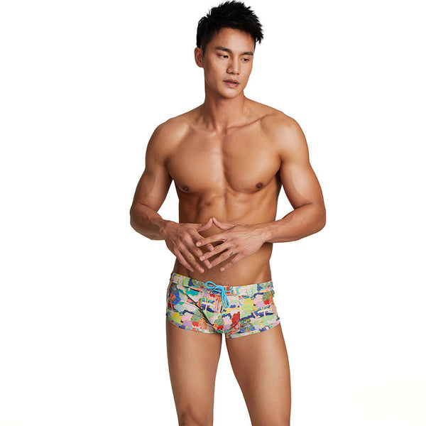 Men's Boxer Print Swimming Trunks Low Rise