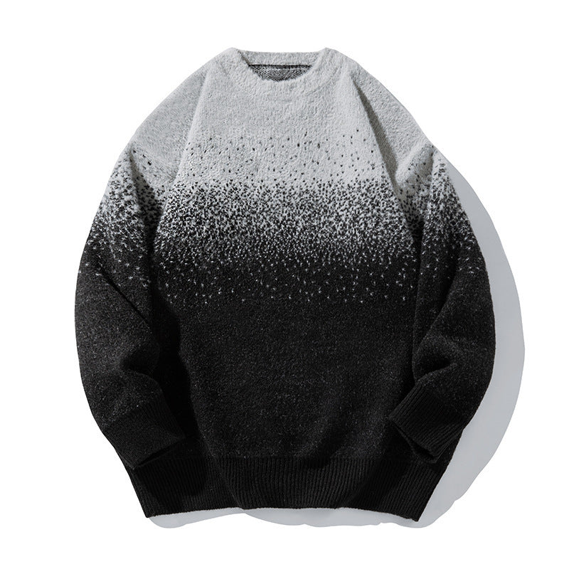 Mink Plush Gradient Design Sweater Thermal Head Cover Knitwear