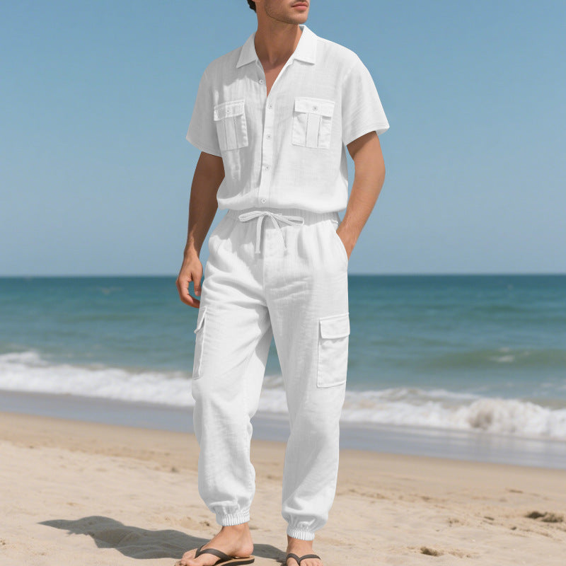 Workwear Casual Shirt Short Sleeve Trousers Suit