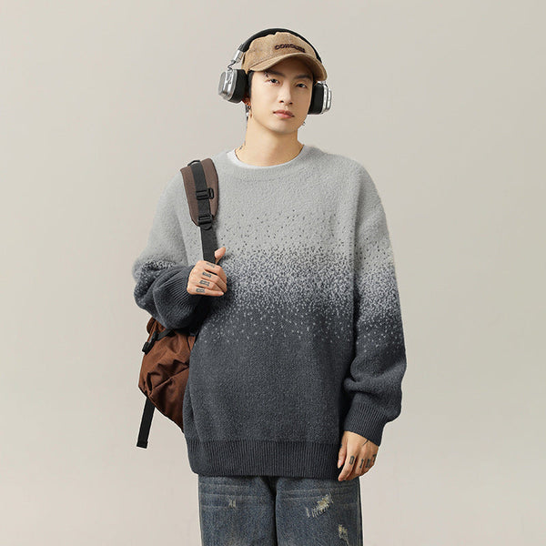 Mink Plush Gradient Design Sweater Thermal Head Cover Knitwear