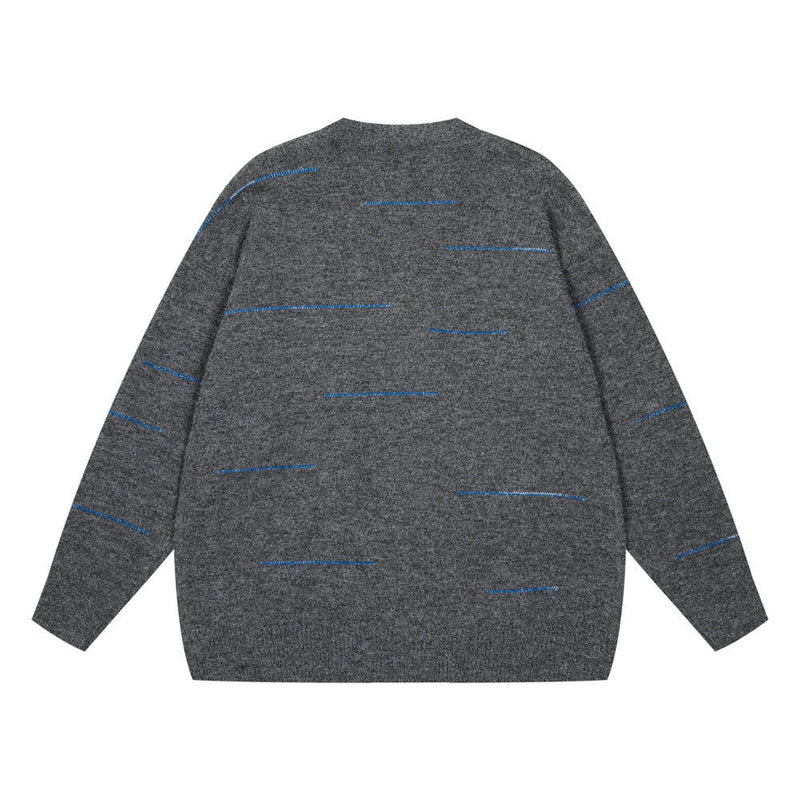 Line Knitted Cardigan Men's Sweater