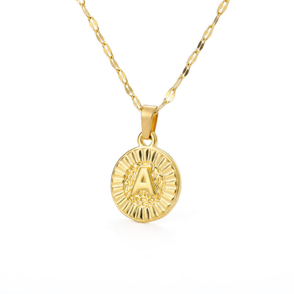 English Alphabet Disc Necklace Men and women